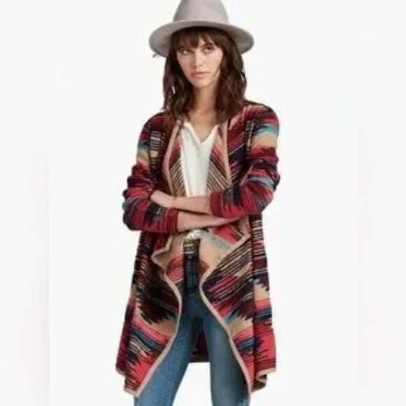 Lucky Brand Aztec Print Drape Cardigan Medium - Picture 1 of 12